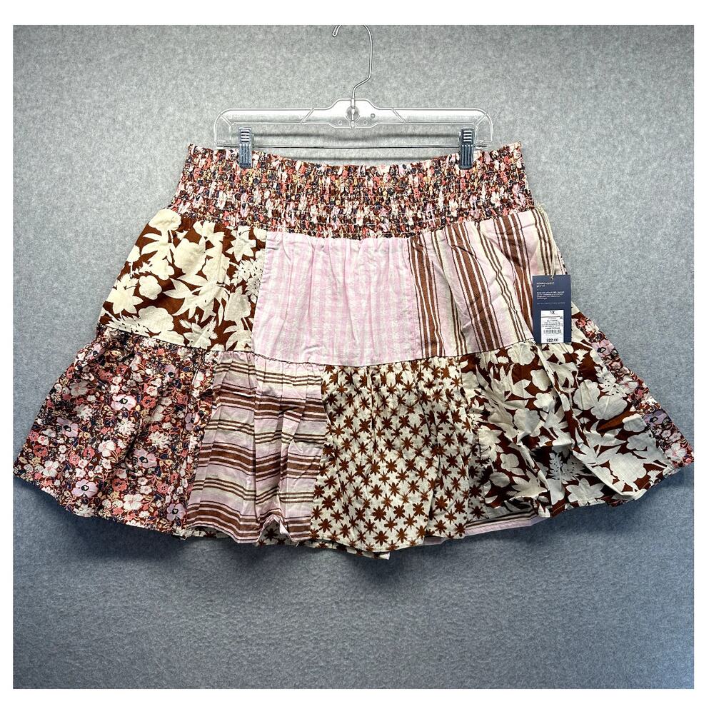 Universal Thread Womens Skirt Patch Quilt Multicolor Size 1X Elastic Waist
